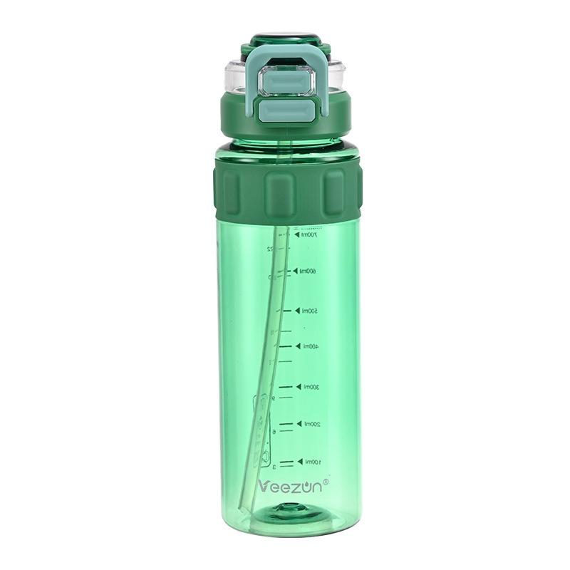 Dual Drink Outdoor Sports Portable Plastic Water Cup with Anti Slip Ring and Straw