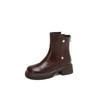 Autumn and winter women's platform Martin boots new solid color large size women's boots rear zipper middle heel round head medium boots women