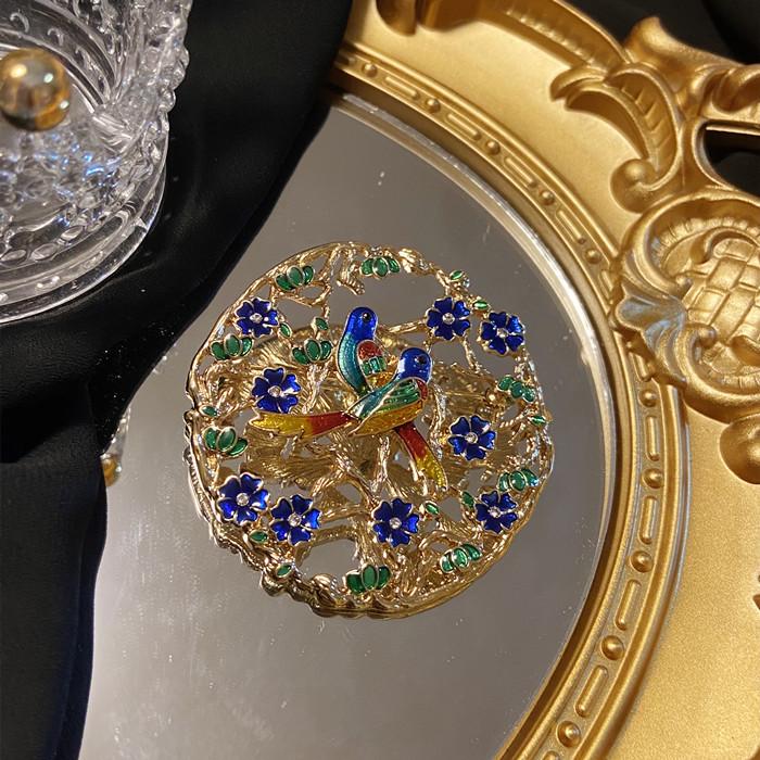 

Винтажные женские модные эмалевые круглые синие значки-броши в стиле барокко, модная классическая женская брошь с кристаллами, жемчугом и крестом