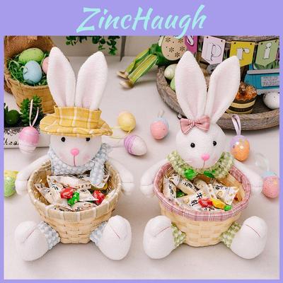 Adorável Cesto de Pelúcia de Coelho da Páscoa Armazenamento de Ovos Coloridos Para Decorações de Feriado