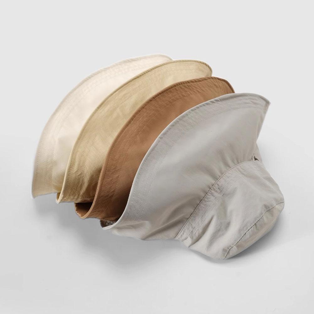 Fashion Solid Color Sunscreen Bucket Hat Breathable Thin Fisherman Hat Wide Brim Lace-Up Sun Hat Beach Travel Basin Hats Korean