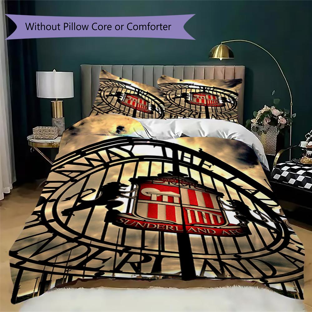 Juego de Ropa de Cama con Estampado Sunderland Funda Nórdica Funda de Almohada Decoración del Hogar Regalo de Cumpleaños (1 funda nórdica + 2 fundas de almohada sin relleno.)90