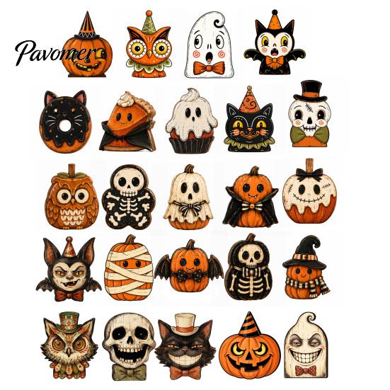 Rustic Style Ornament Set Wooden Halloween Ornaments, Retro Desktop Decorations for Home Table Tiered Decor Tray Decor, Pumpkin/Black Cat/Ghost/Bat