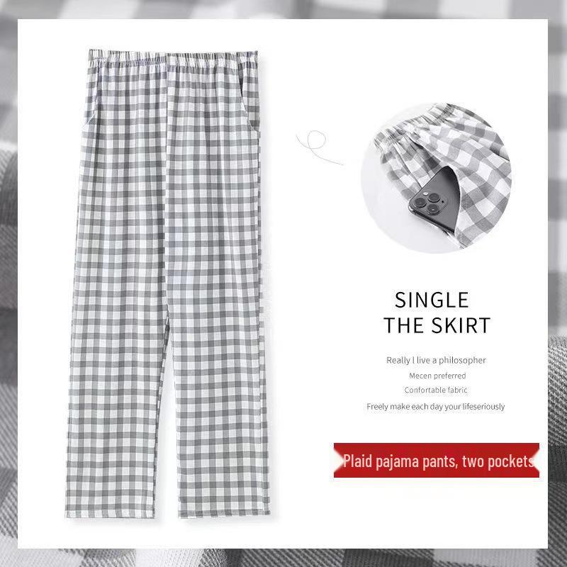 

2025 Women s Plaid Cotton Pajama Pants - Spring/Autumn, Loose Fit, Age-Reducing, Plus Size, Indoor/Outdoor Wear XXL (140-160 lbs)