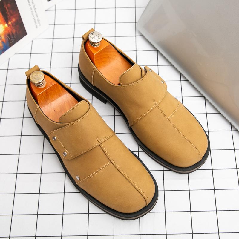

Leather shoes men s summer new platform business casual shoes one-pedal men s loafers large size driving men s shoes 46 жовтий