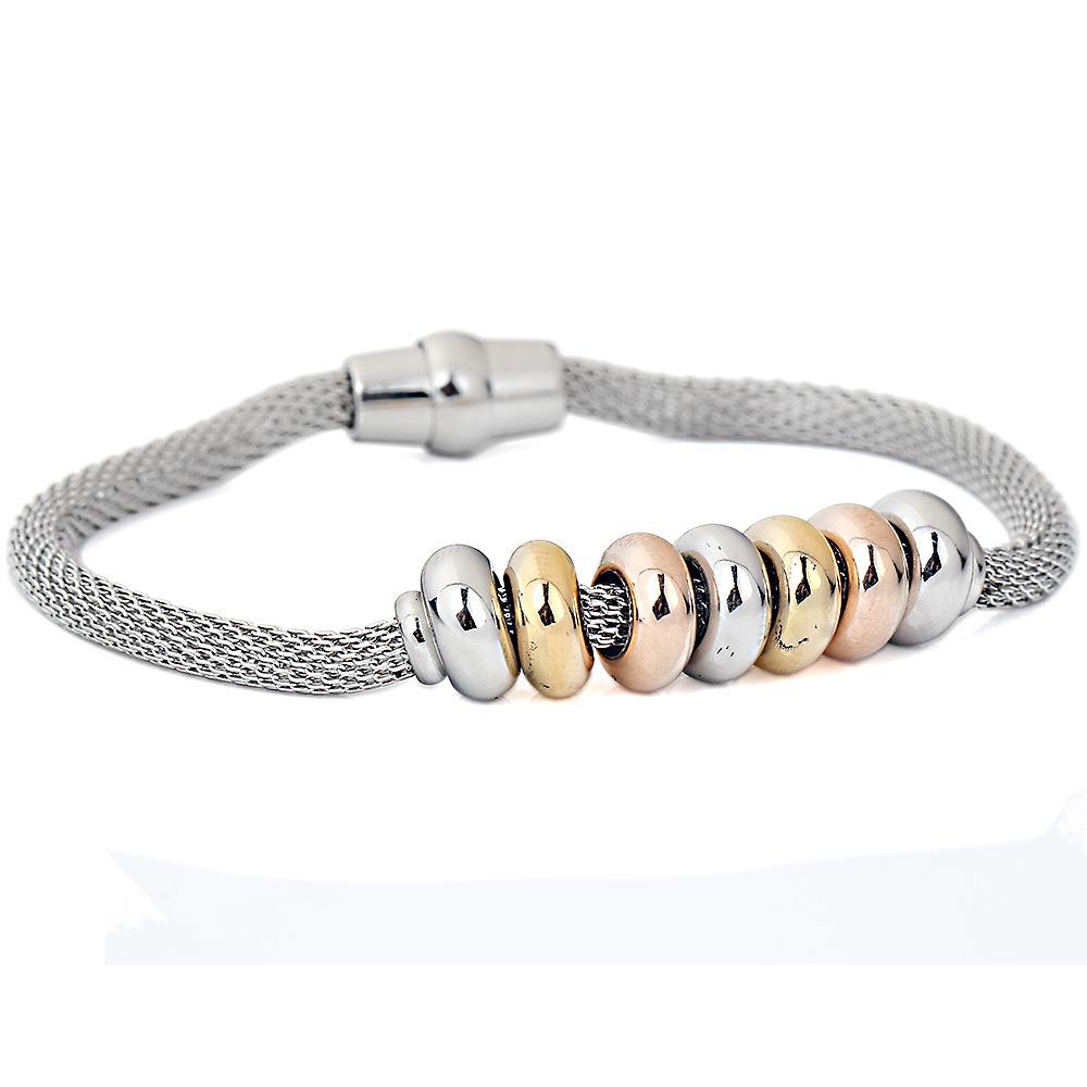 Creative 4MM Cable Wire Beaded Stainless Steel Bracelet for Women