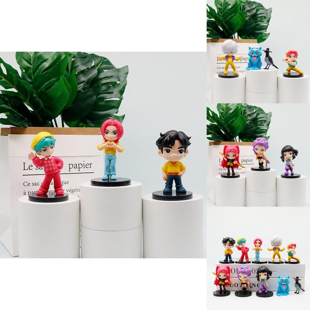 Q Version Kpop Demon Hunters Pvc Model Ornament For Demon Slayer Fans With Cartoon Style