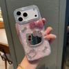 Heart-Shaped Shell Pattern Cat Mirror Phone Case for iPhone 15/14 Pro Max