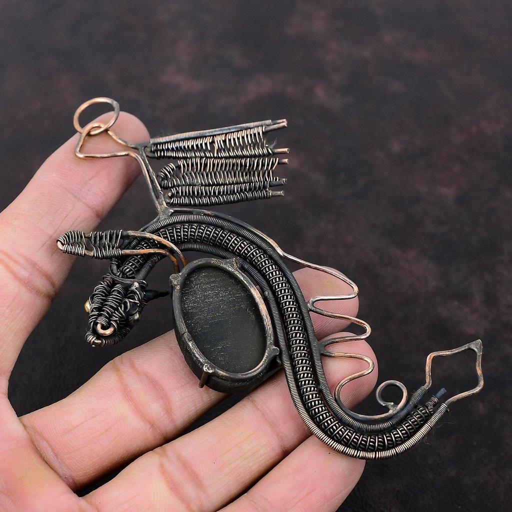 Abalone Shell Pendant Copper Wire Wrapped Pendant Handmade Wire Wrap Jewelry Dragon Gemstone Pendant Very Pretty Copper Jewelry Gift For Mom