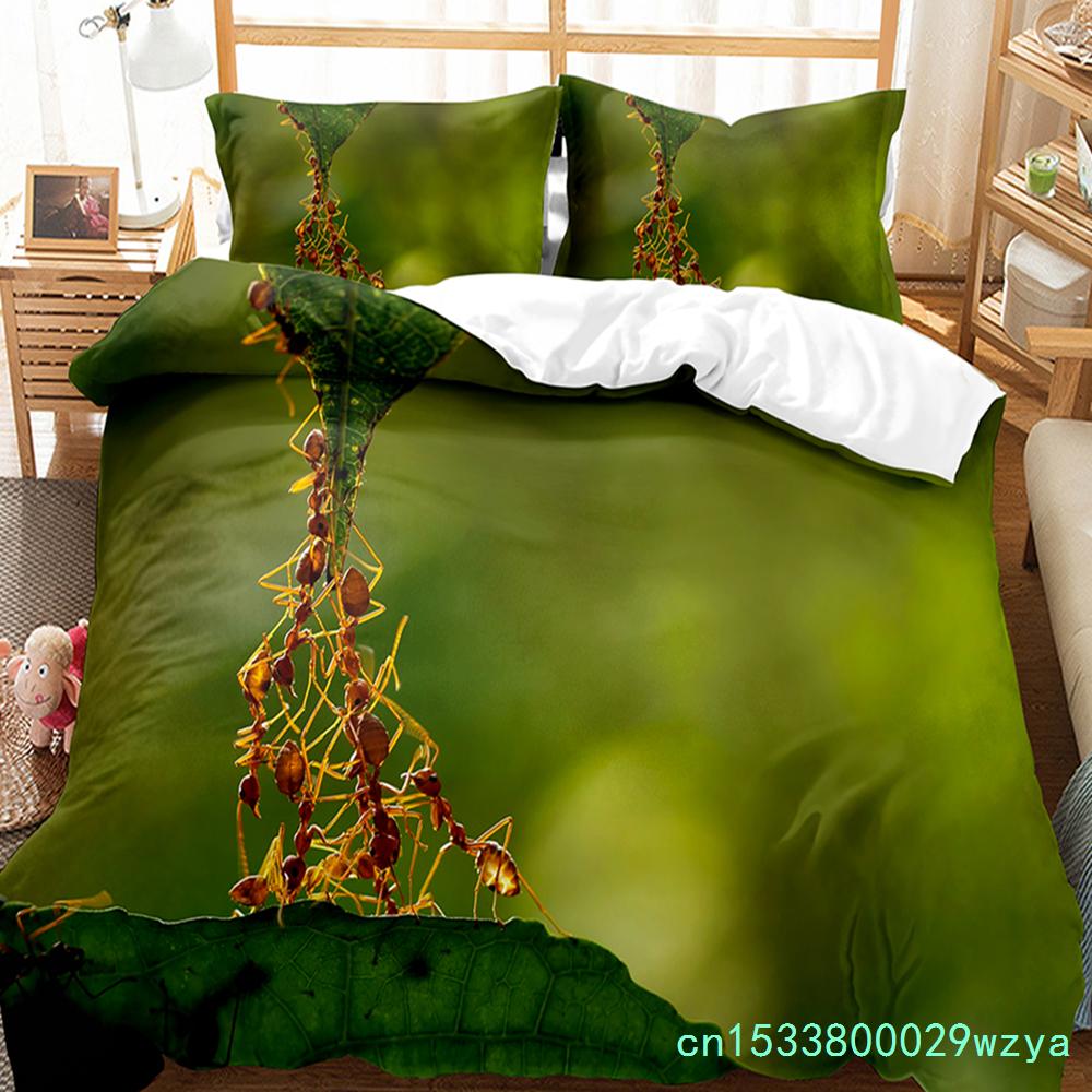 Karınca Nevresim Takımı Hafif Yumuşak Polyester Yorgan Kılıfı Çocuklar Hayvan Sever Yatak Takımı Yastık Kılıflı Yorgan Kılıfı