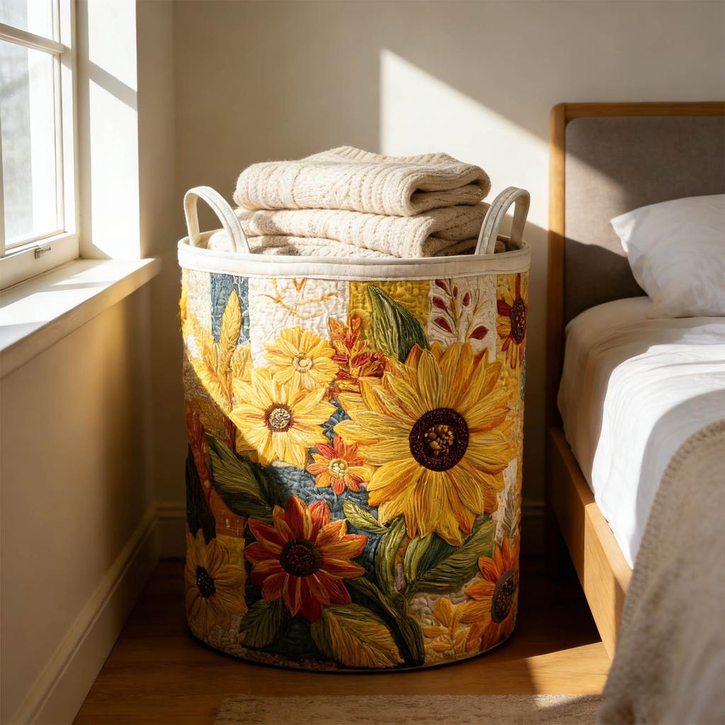 Large Capacity Quilted Fabric Storage Bin Ideal For Dirty Clothes And Household Items Laundry Basket