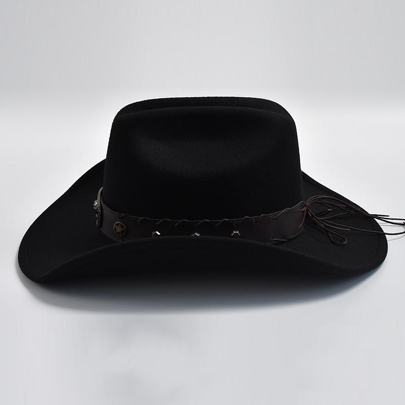 Western Cowboy Hat for Men Women Vintage Wide Brim Cowgirl Felt Hat Cloche Church Sombrero Hombre Caps