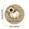 White Pumpkin Welcome Sign Autumn Decor Country Farmhouse Wall Art Seasonal Kitchen Hanging