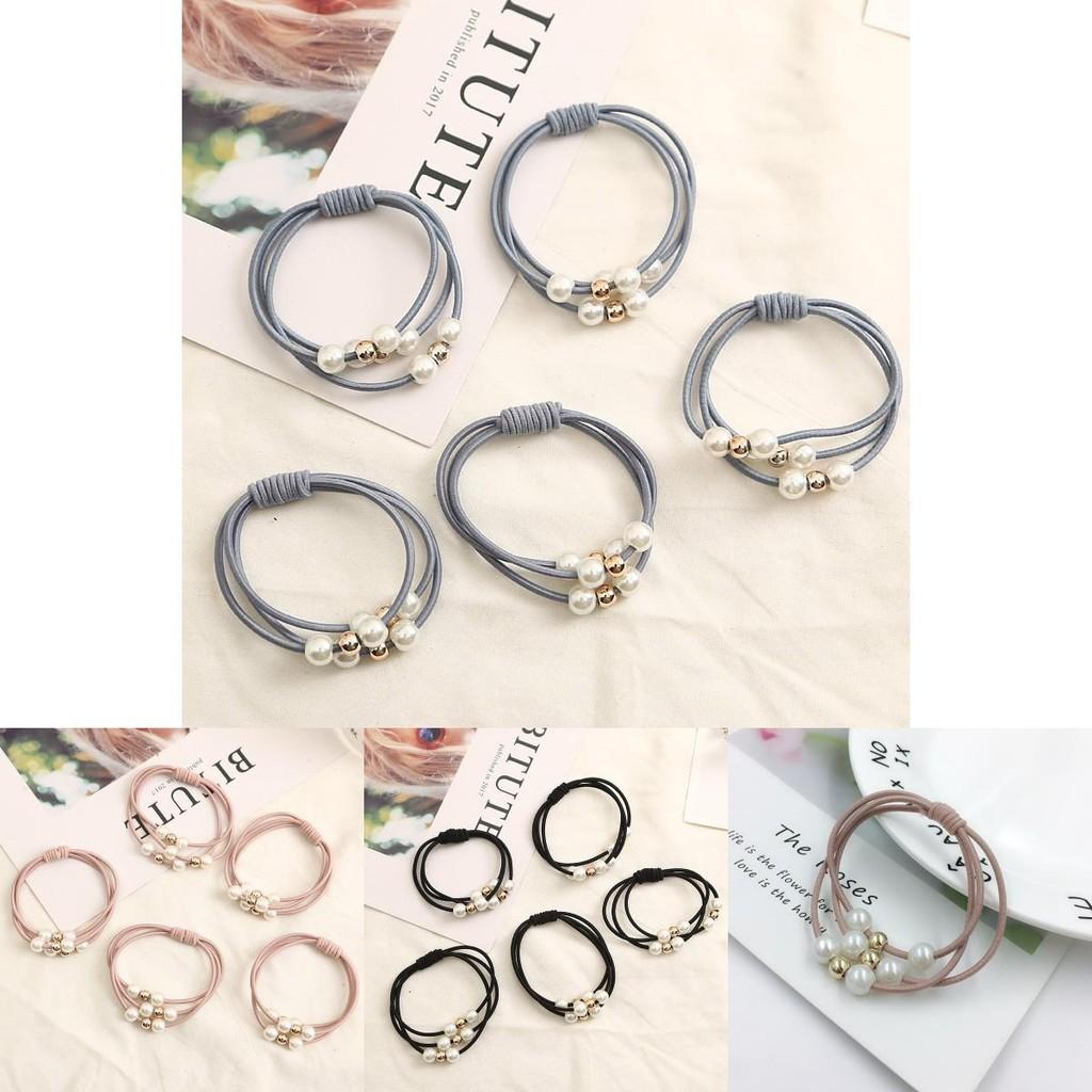 Korean Version Of The Three-strength Rubber Band High-elastic Pearl Head Rope For Women And Girls