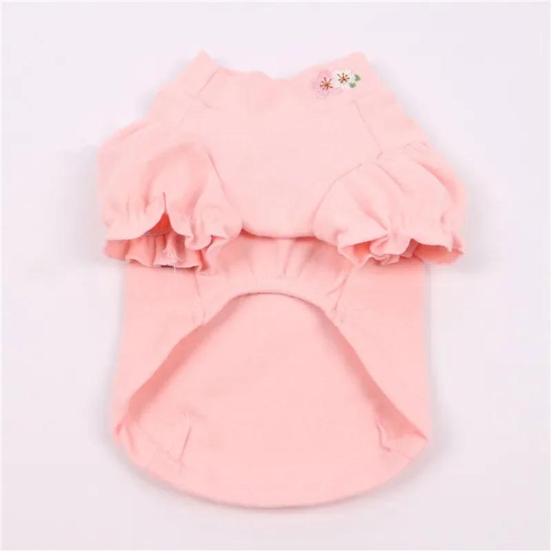 

Хлопковая футболка для собаки кошки щенка летняя одежда для питомца чихуахуа йоркширский пудель померанский шпиц бишон шнауцер костюмы для собак XXS розовый