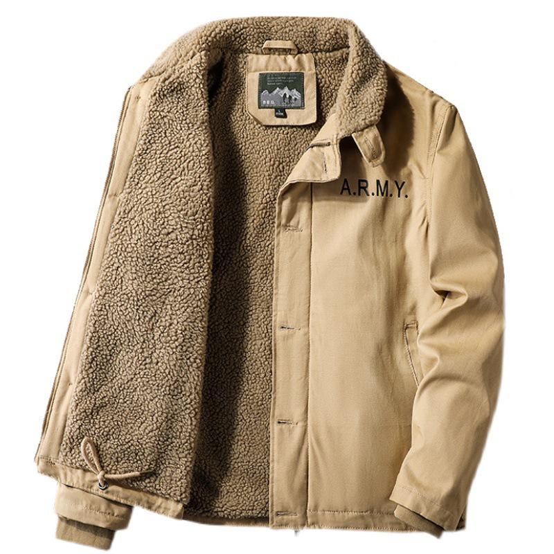 Ναυτικό Δερμάτινο Μπουφάν N1 - Ρετρό Στρατιωτικό Παλτό από Μαλλί Αρνιού για Φθινόπωρο/Χειμώνα, Πυκνωμένο με Βελούδινο Πτητικό Βαμβάκι.