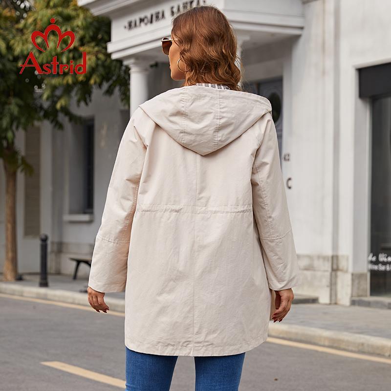 Astrid New Women's Trench Coat Women Jacket Plus Size Hooded Windbreaker Casual Overcoat Female Outerwear Spring 2022 AS-20110