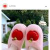 Women's Winter Plush Cotton Slippers - Cute Fruit Design, Cozy Velvet, Thick Sole, Couple-Friendly