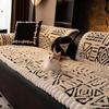 Böhmischer Stil Sofabezug Cremefarben Jacquard Winter Warm Rückenlehnenkissen Sofa Dekorative Polster Universelle Abdeckung Kratzfest und Verschleißfest