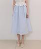 LAMINEZ Striped Flare Long Skirt - Sky Blue