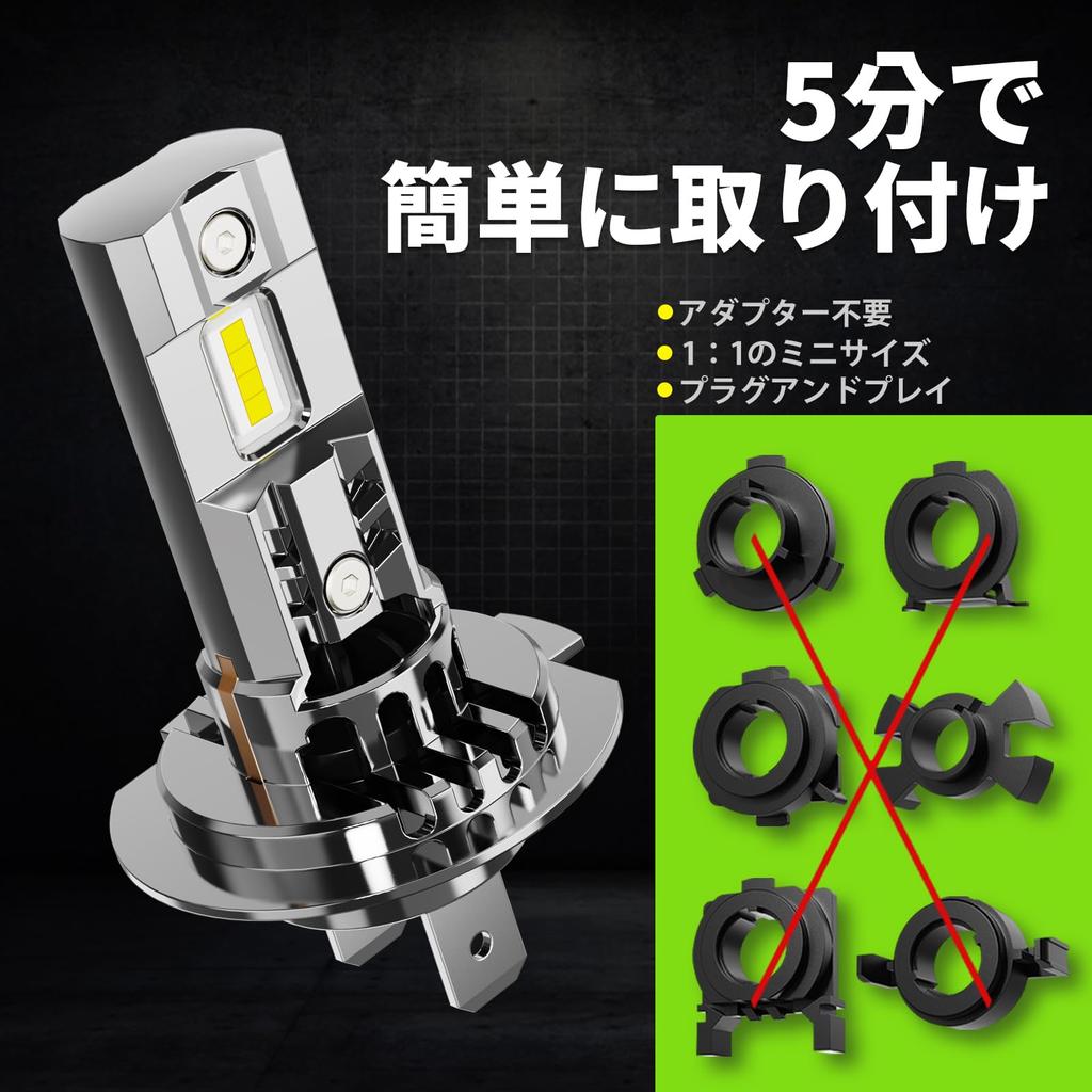 Autoyes H7 LED Headlights Latest Improved Meets New Vehicle Inspection for Super Bright H7 7x 6500K White Mini No Adapter Easy Long Fan Included of