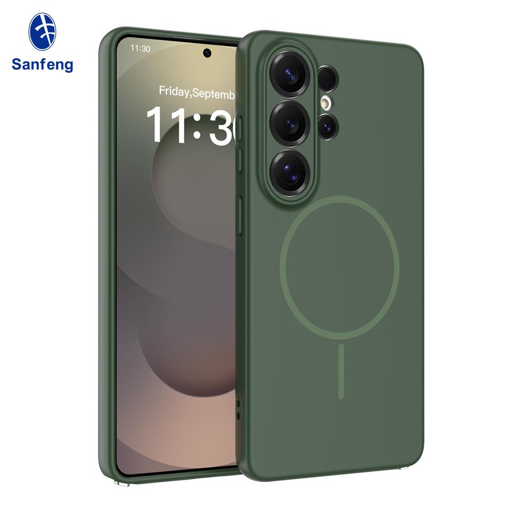 New applicable s26 ultra mobile phone case with magnetic suction thin ring 25edge all-inclusive lens s24 anti-drop protective case