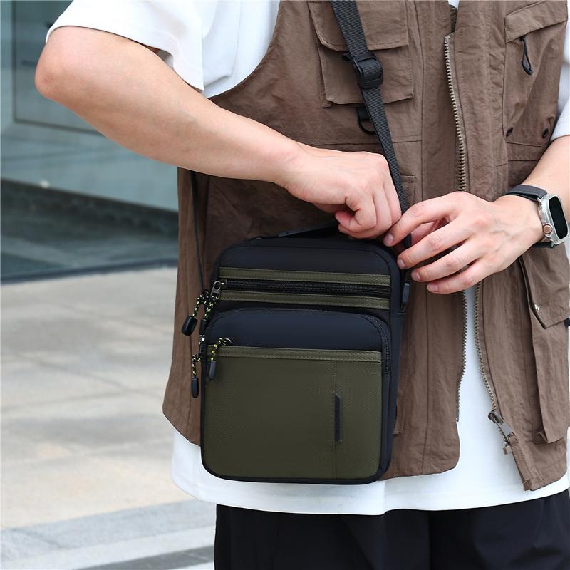 Borsa a Spalla da Viaggio da Uomo Moda Casual Patchwork Borsa a Mano Tessuto Oxford di Alta Qualità Impermeabile Multiuso Borsa a Tracolla