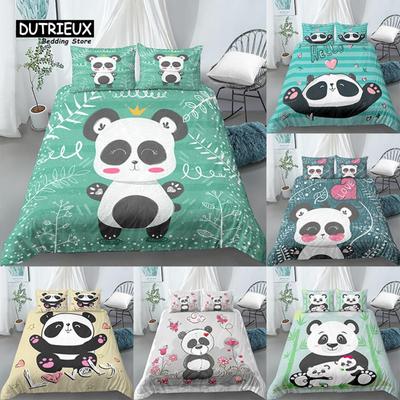 Home Living Luxury 3D Panda Print 2/3Pcs Comfortable Duvet Cover PillowCase Bedding Sets EU/US/AU Size