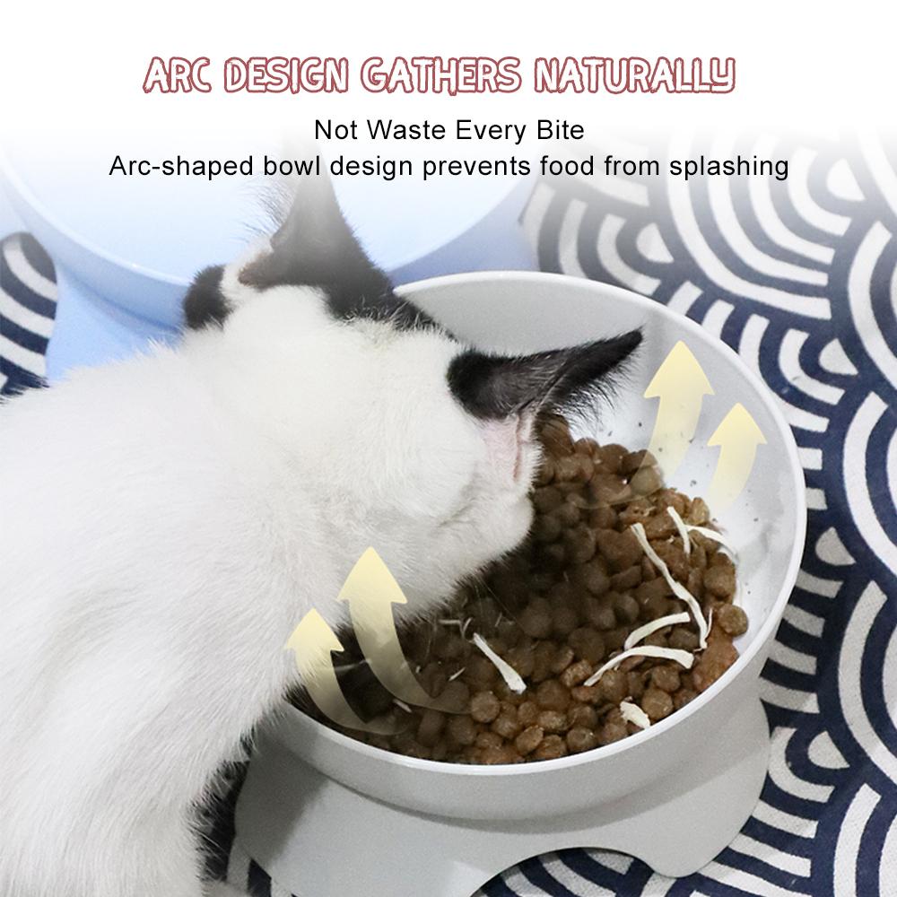 Erhöhte Katzennäpfe, keine Verschüttungen, geneigte, erhöhte Futter- und Wassernäpfe für Katzen und kleine Hunde