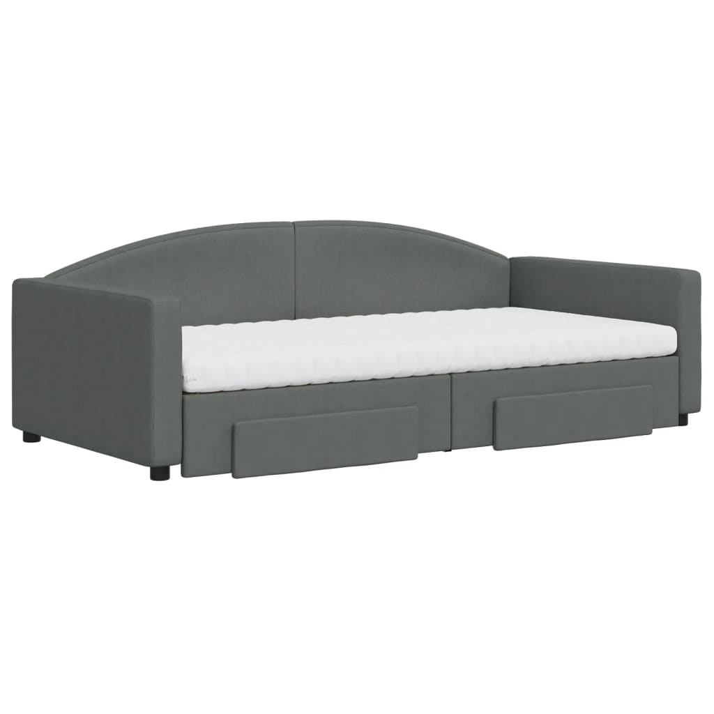 Vidaxl Sofa Rozsuwana Z Szufladami, Ciemnoszara, 100X200 Cm, Tkanina