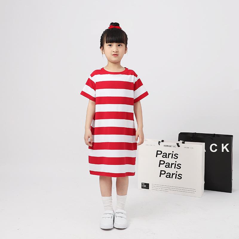 Summer Korean Style Striped Princess Dress for Girls - Short-Sleeved Fashion Skirt