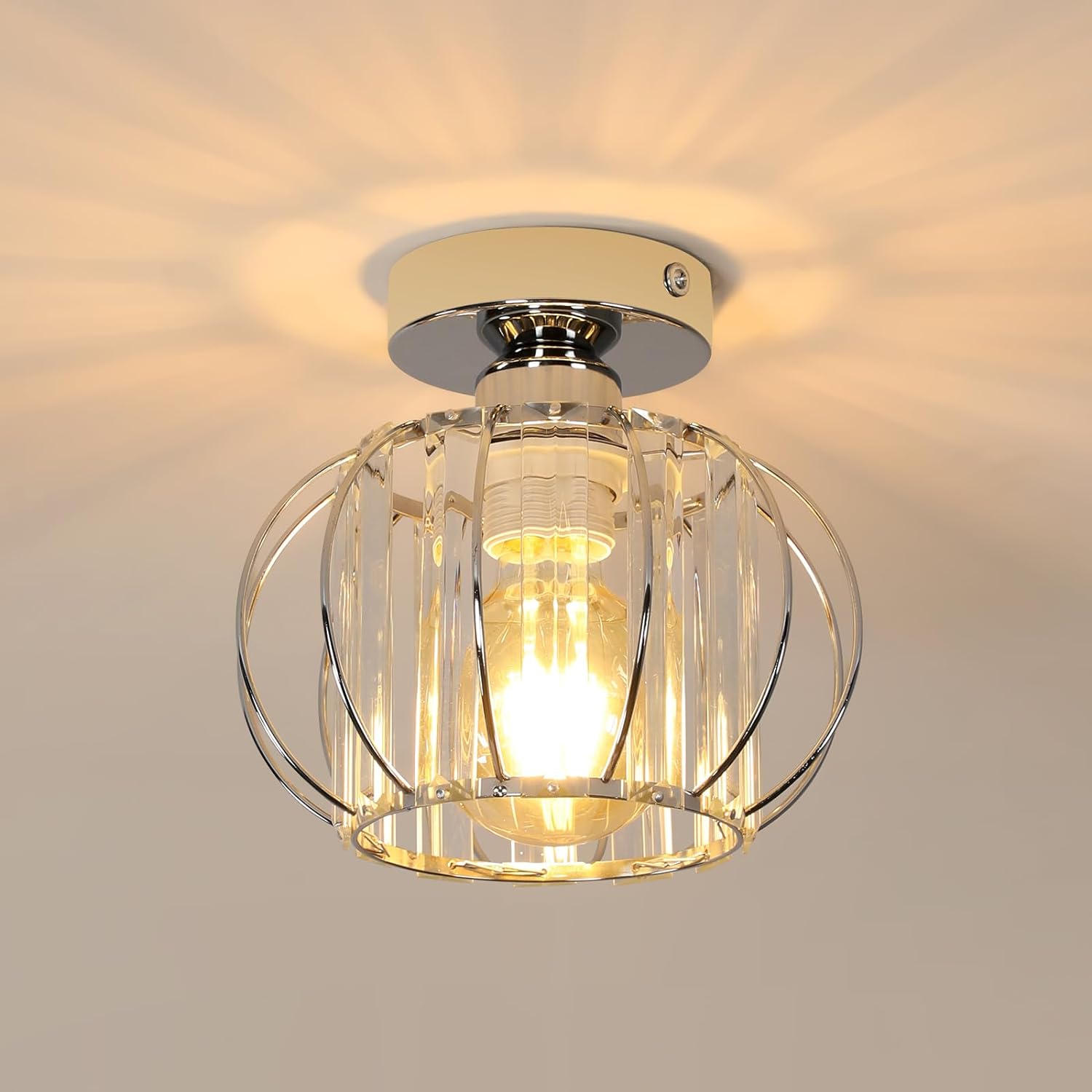 

Современный хрустальный потолочный светильник, светодиодный хрустальный потолочный светильник E27, потолочный светильник для спальни, прихожей, кухни и гостиной, 19 см (лампочка не входит) E27 head No bulb