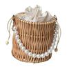 Hand Woven Rattan Handbag for Women Top Handle Boho Small Fashion Bucket Bag Purse Basket