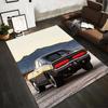 Klassisches Vintage Muscle Car Design Teppich mit Berg Hintergrund 1 Rückansicht Stil Geeignet für die Verwendung als rutschfest 1 für 1 Zimmer und Schlafzimmer Sofas