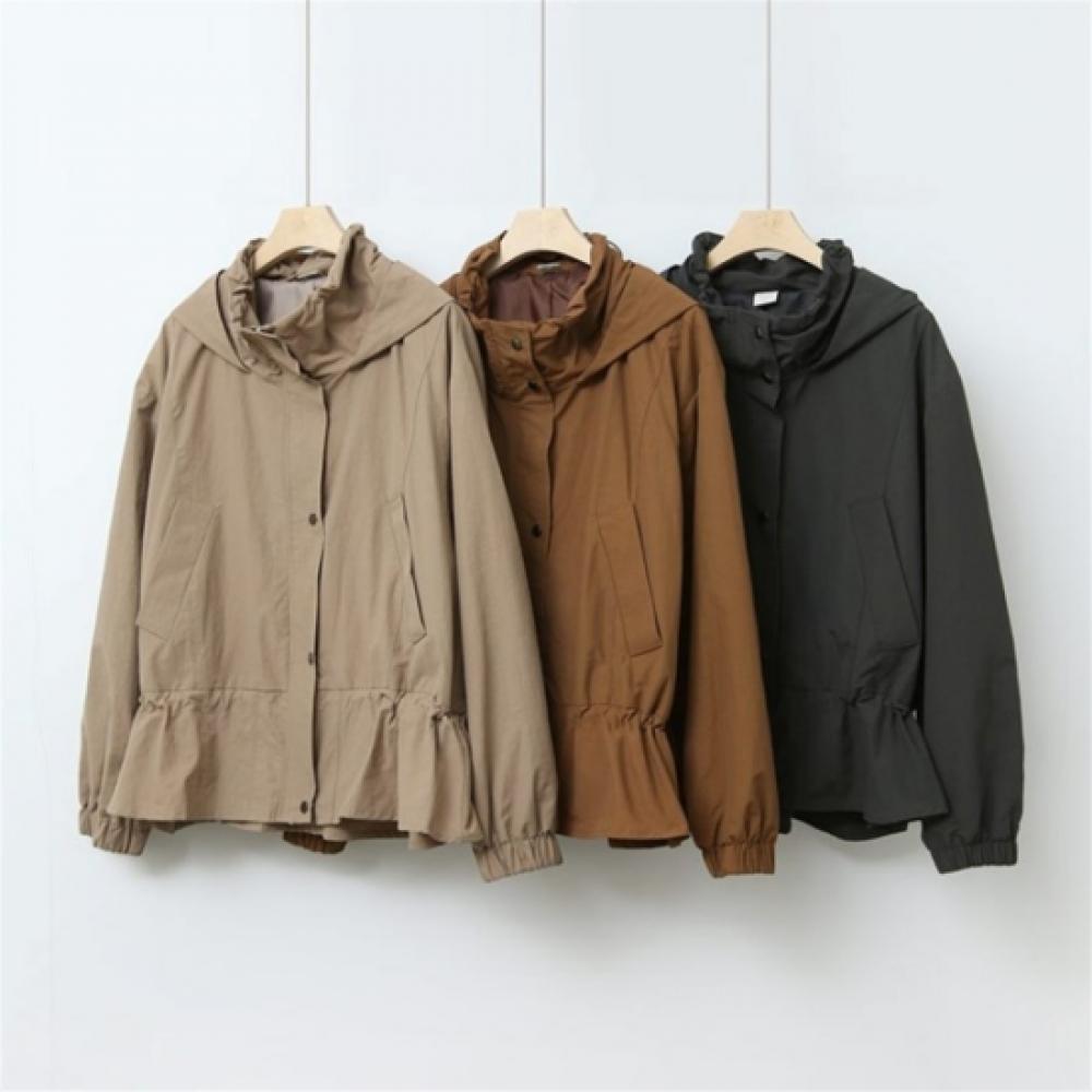New Arrivals Open Run Women Safari Jacket Solid Color Adjustable Waist Hooded