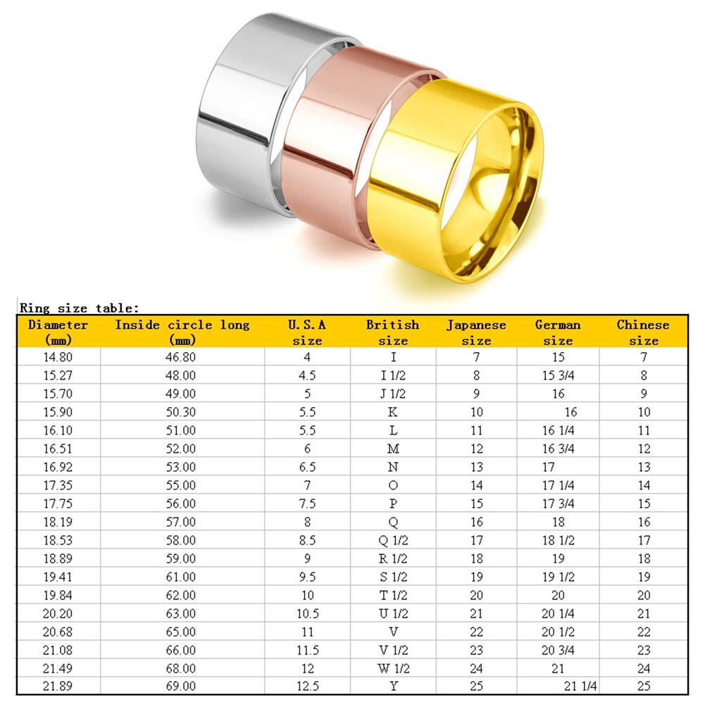 10mm Silver/Gold/Rose Gold Band Stainless Steel Women Men's Engagement Wedding Ring