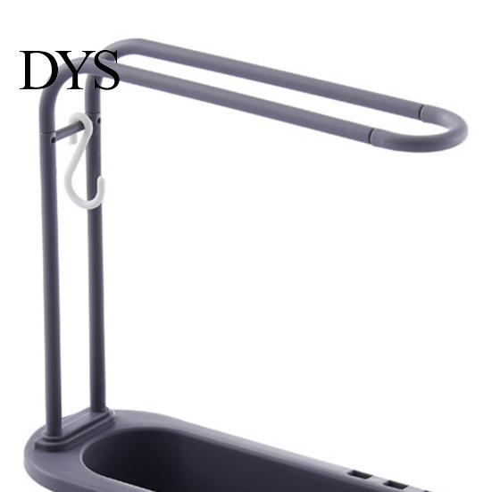 Detachable Towel Hanging Rod Retractable Kitchen Sink Organizer with Hanger, Adjustable Plastic Soap And Sponge Holder Holder, Large Capacity