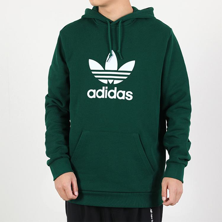 Adidas Originals Trefoil Sweatshirts Men's Green Hooded Moderate Regular (Unisex) Sweatshirts GJ8300