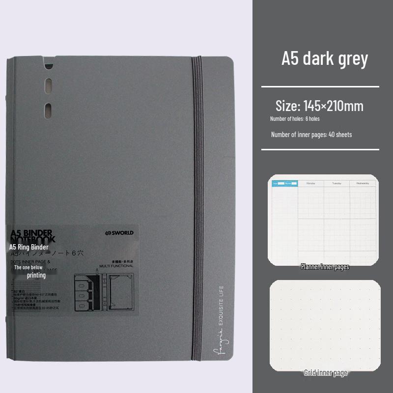 Compact Japanese-Style Notebook: A7 Pocket Book, A6 Note Pad, A5 Removable Ring Binder