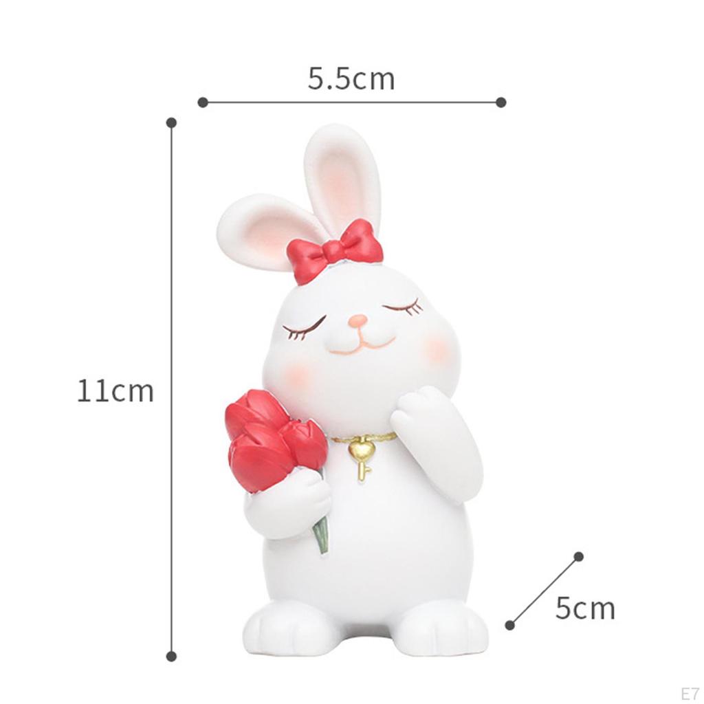 Statue Weddings Animal Sculptures Collectible Figures Miniature Bunny Resin Figurines for Home Shelf
