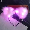 LED Headband with Bell 3-speed Flash Bowknot Design Light-up Plush Glowing Cat Ear Hair Hoop for Party