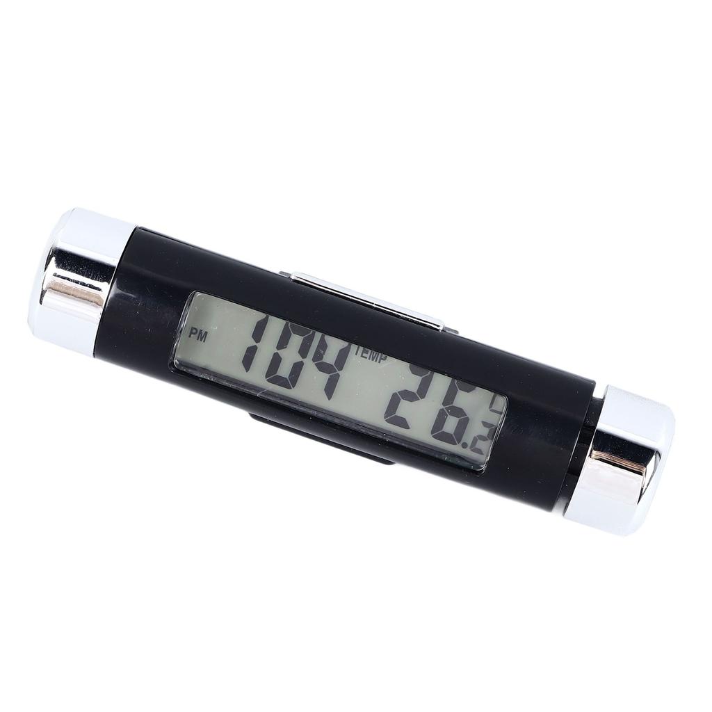 Araba Havalandırma Izgarası Saati 2'si 1 Arada Çok Fonksiyonlu Klipsli Dijital Termometre Saat LED Arka Işıklandırmalı