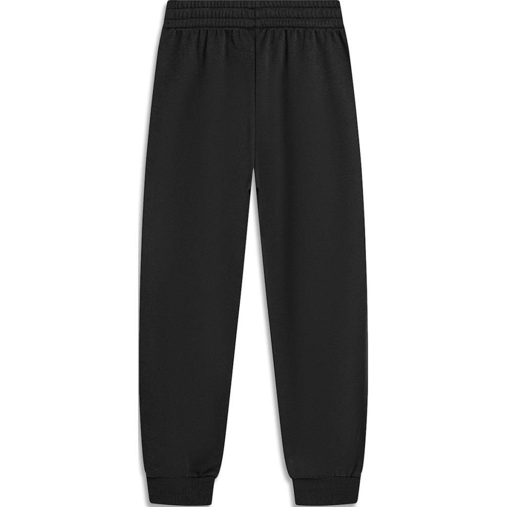 Li Ning Sports Lifestyle Series Solid Color Mid Waist Casual Tapered Knit Joggers Women Bottoms Black AKLU566-2