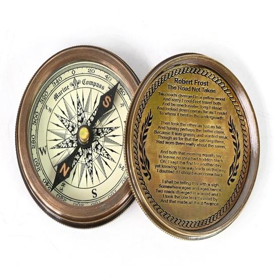 5.08 Cm Compass Replica Brass Pocket Transit Compass Robert Frost Poem Gifting