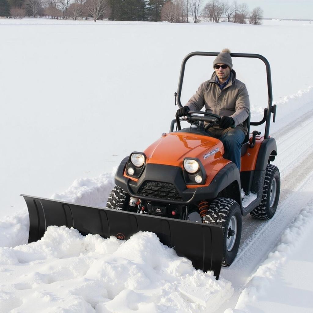 Snow Plow Kit, 122 cm Universal Snow Plow Attachment, Height & Left-Right Adjustable, Quick To Detach, Steel ATV Scrape Blade, 3 Mount Options,