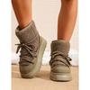 Women's Snow Boots 2025 New Winter Style: Fleece-Lined, Thickened, Height-Enhancing, Thick-Sole Cotton Boots with Lace-Up Design Warm Cotton Shoes
