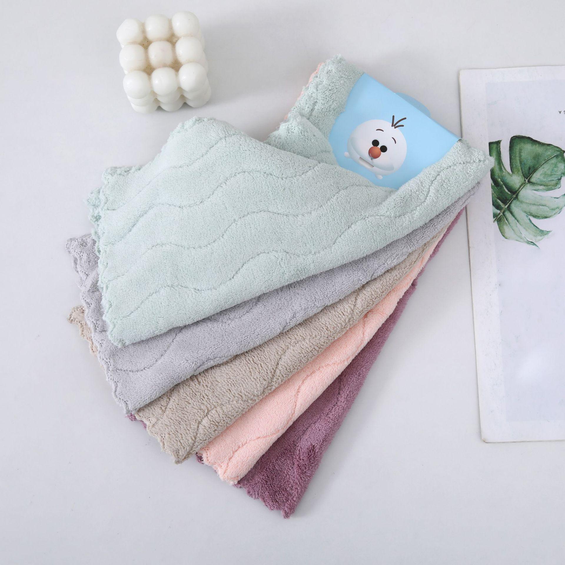 5-Piece High-Density Coral Fleece Towels: 30x30cm Square for Kitchen & Hand Use