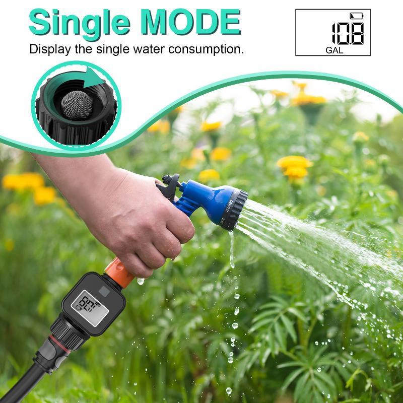 Digital Water Flow Meter Hd Lcd Display Switchable L Gal Units For Garden Lawn Plant Watering