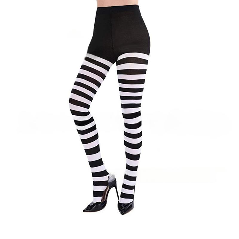 Women Christmas Striped Tights Full Length Tights Thigh High Stocking For Christmas Decoration Cosplay Party Makeup Prom Costume