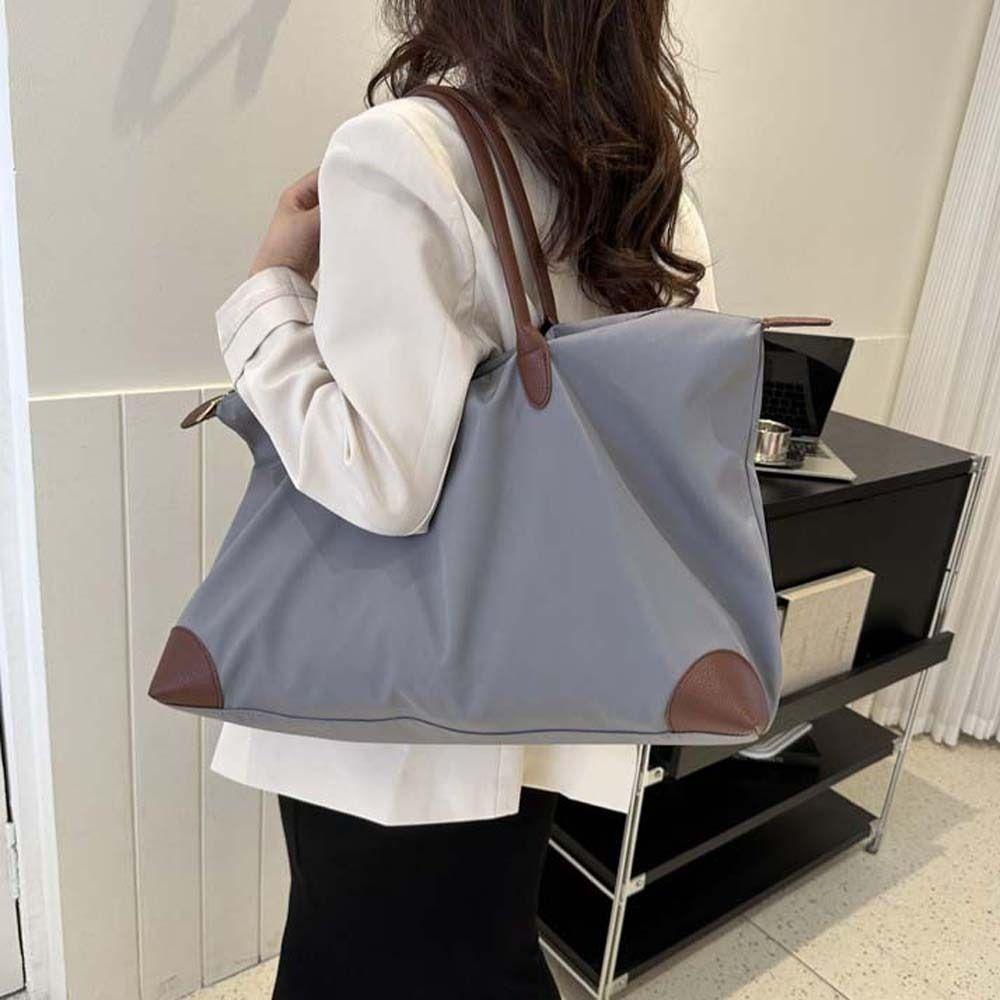 Large Capacity Nylon Shoulder Bag Solid Color Simple Underarm Bag Oxford Tote Bag  Girls/Female
